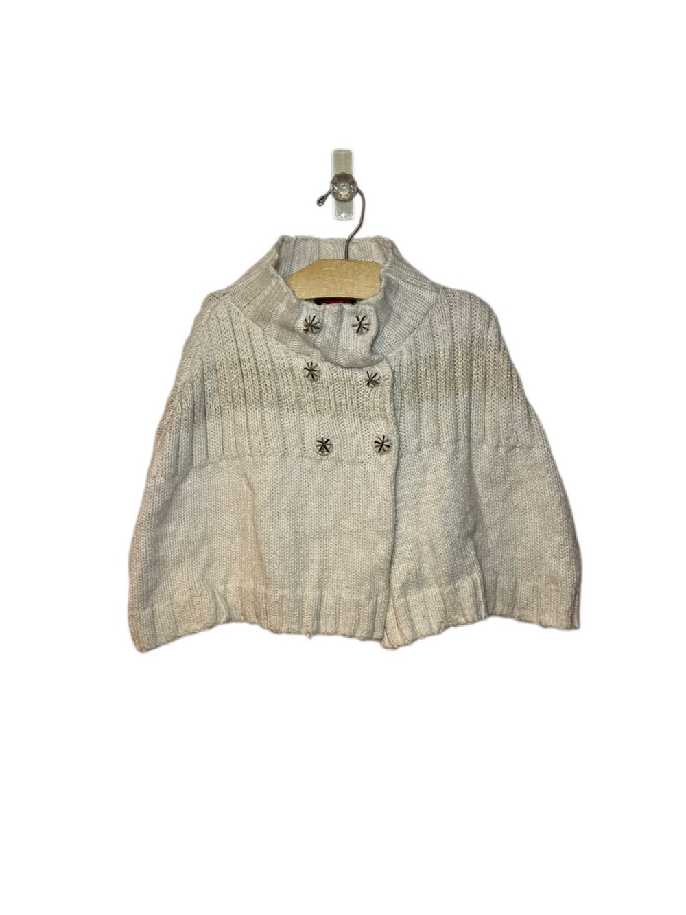 Catimini Girls Size 6 Cotton Glitter Stripe Sweater Poncho Capelet